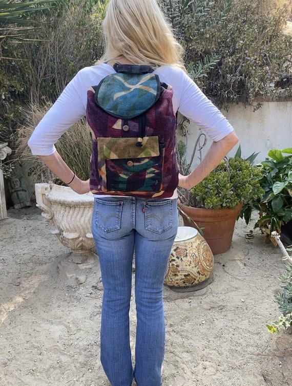 Painted Burlap, Backpack Bag - Etsy