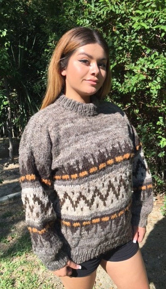 Large wool sweater,brown,tan - image 3