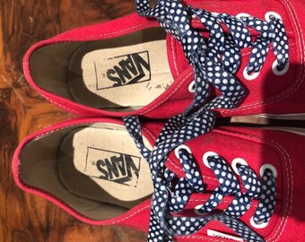 Vans off the Wall, Red Sneakers, Polka Dot Laces,women's