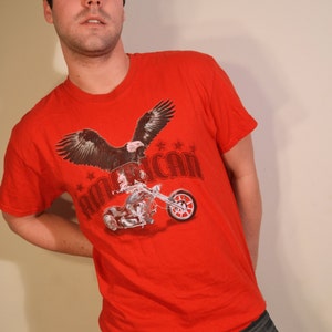 Mens Motorcycle Shirt, Red ,american T-shirt, Men's, L,shirt ,eagle ...