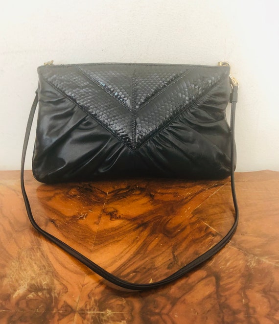 Caprice Black leather purse, leather, snakeskin le