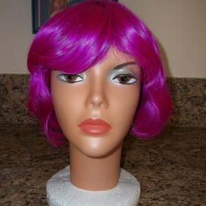 Hot Purple wig, Halloween wig,Costume Wig ,Synthetic Hair, Mannequin,wig, By La Buosse, pink wig,unused