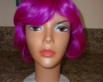 Petite purple Short Double pouf poof wig anime style Cosplay Beehive Costume Sm Petite Purple Short Double Pouf Poof Wig. Anime Cosplay Wig  main image 3