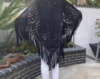 black suede shawl