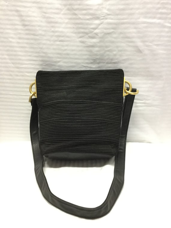 Sharif purse, Black, Nylon shoulder bag, Leather … - image 2