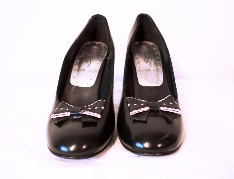 Black Baby Doll Heelsmary Jane black pink Bow Shoes Etsy
