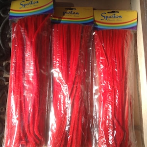 Limpiadores de tuberías, 300 pcs, lote al por mayor, 3 paquetes, 6 mm, jumbo, 12 ", chenilla, rojo, artesanía, twist wire, tallos, rojo, Navidad, Sparten