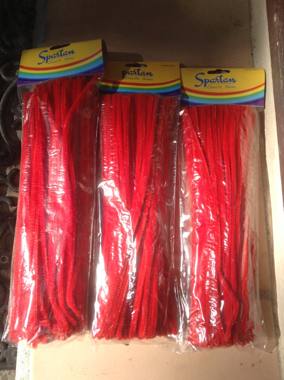 Pipe Cleaners,300 Pcs ,wholesale Lot ,3 Packages,6mm ,jumbo ,12 ,chenille,  Red ,craft, Twist Wire ,stems ,red ,christmas ,sparten 