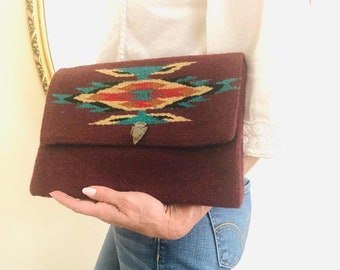 Vintage 1930's 1940's Chimayo Purse Clutch LARGE SIZE Thunderbird