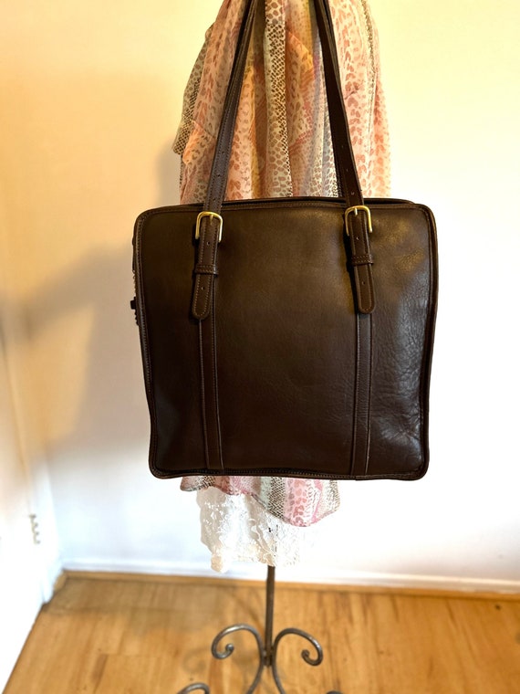 Jack George’s, Large brown leather tote bag, Docu… - image 1
