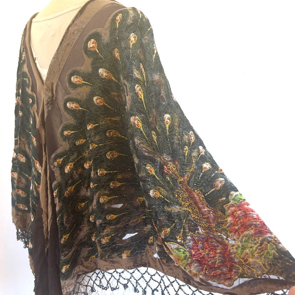 peach velvet shawl