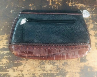 Brighton leather clutch small black Leather, Brown leather, Croc Embossed