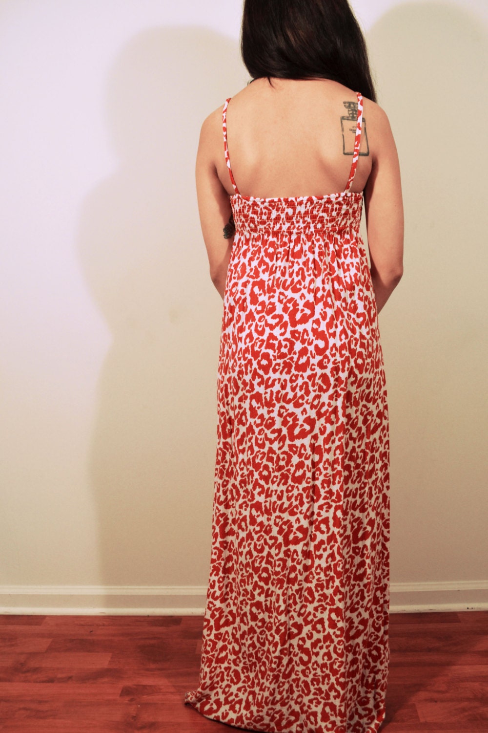 Vintage 90s Classic H&M Women's Cotton Dress Red and White Leopard Print  Animal Print Long Dress Size 4 - Etsy