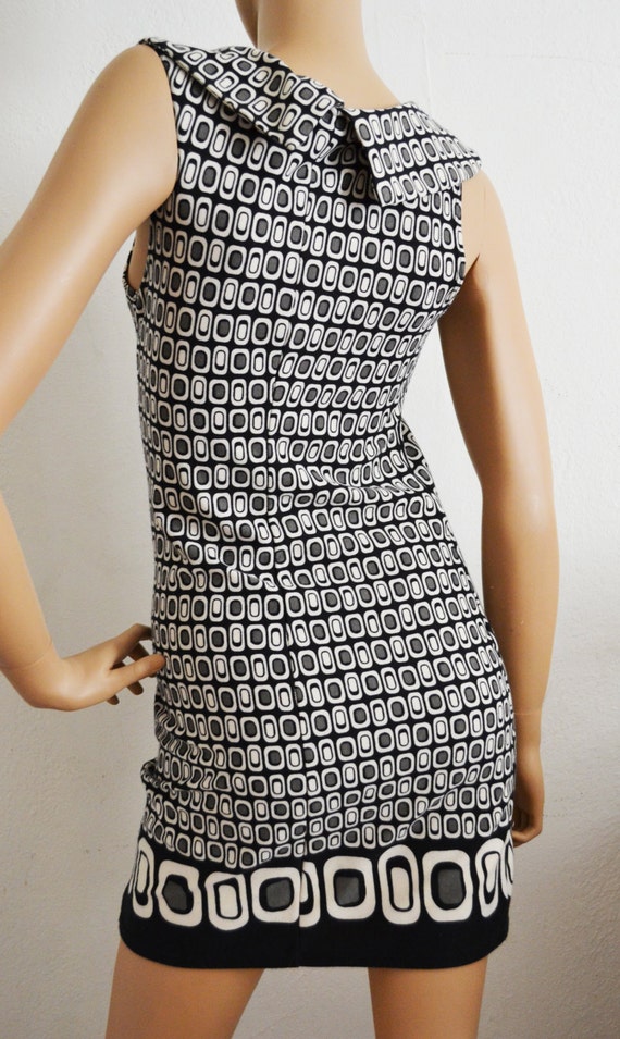 Vintage Black and Gray Retro Dress Size Small - image 4