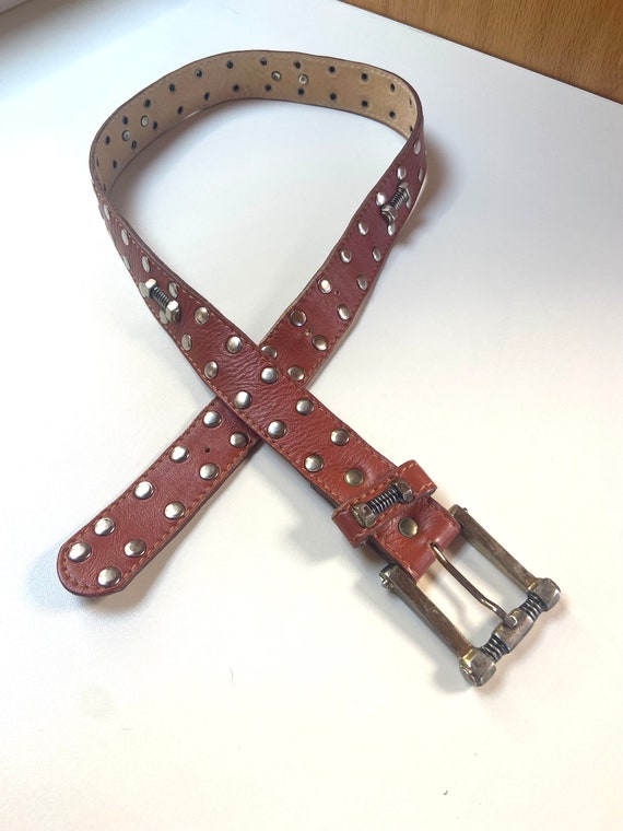 今年の新作から定番まで！ Studded Leather Belt , Studs, Nuts and Bolts, Fits 28”-32 小物