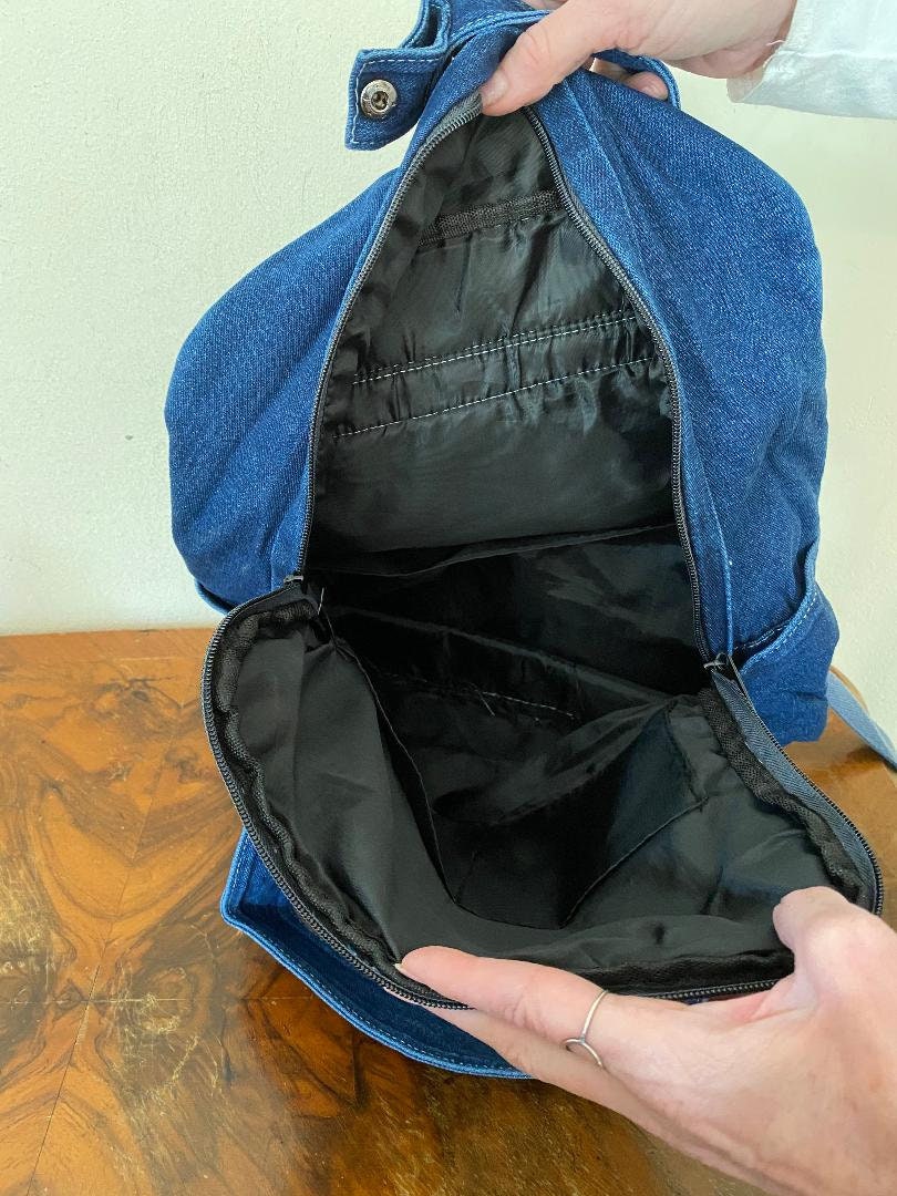 Backpack Bag, Soft Denim Backpack Bag, Denim Backpack, Blue