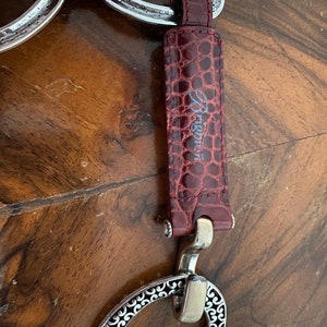 Brighton-bälte i rött läder, krokodilpräglat, 86 cm, silverfärgat, rött läder bild 4