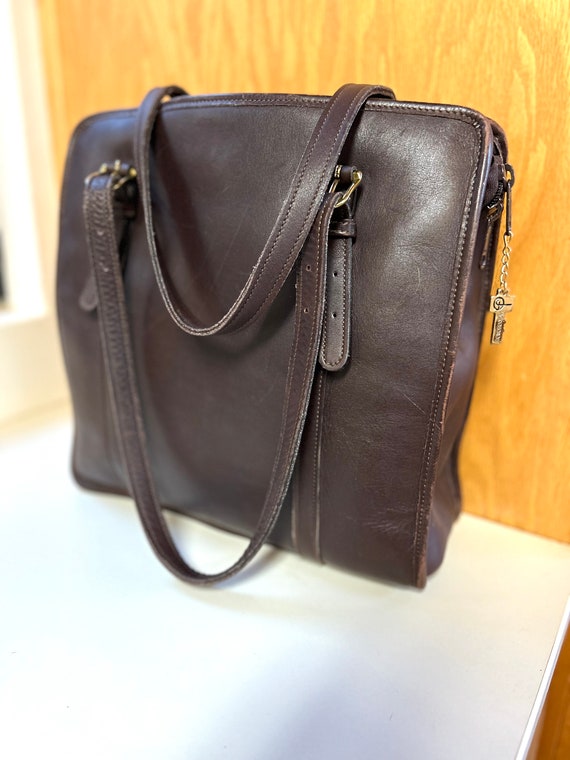 Jack George’s, Large brown leather tote bag, Docu… - image 3