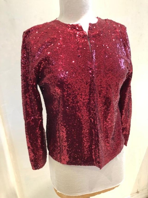 red sequin shirt