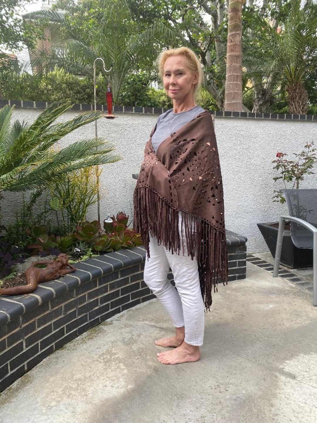faux suede shawl