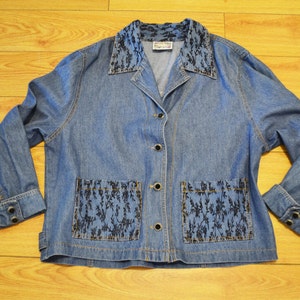 Denim Jacket ,blue Denim, Embroidered,  Medium