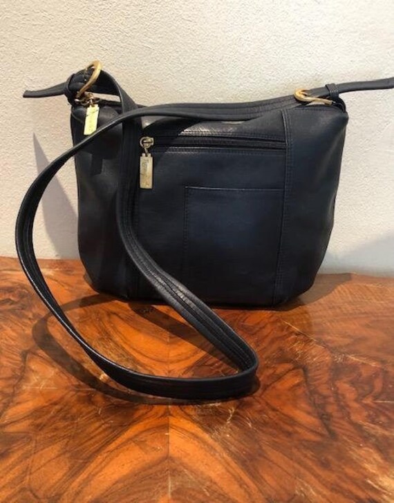 tignanello blue leather purse