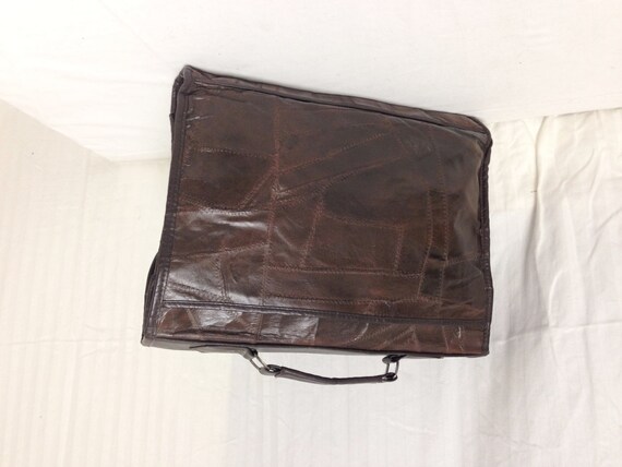 Vintage Leather Briefcase, Patchwork ,Brown Leath… - image 4