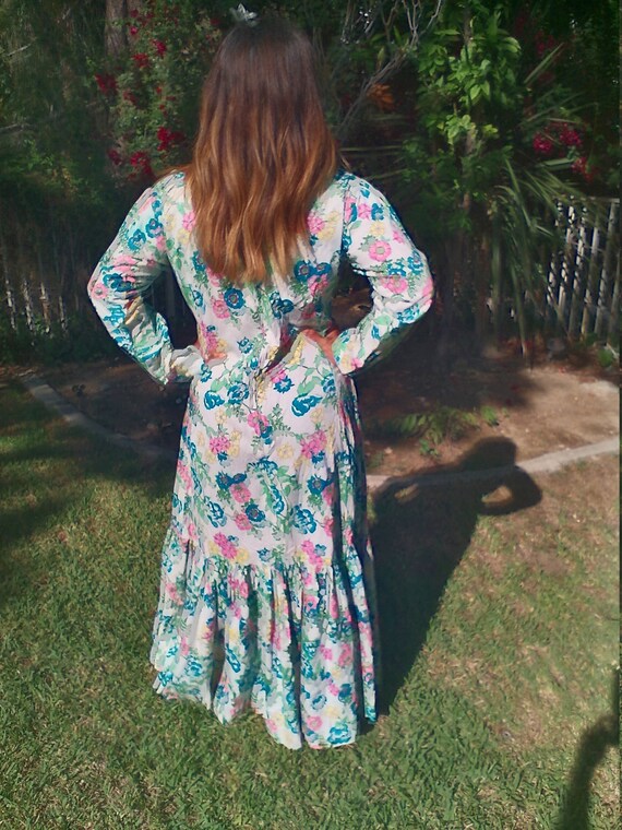Maxi dress,hippie dress,1970s,70s,floral,pastel,d… - image 3