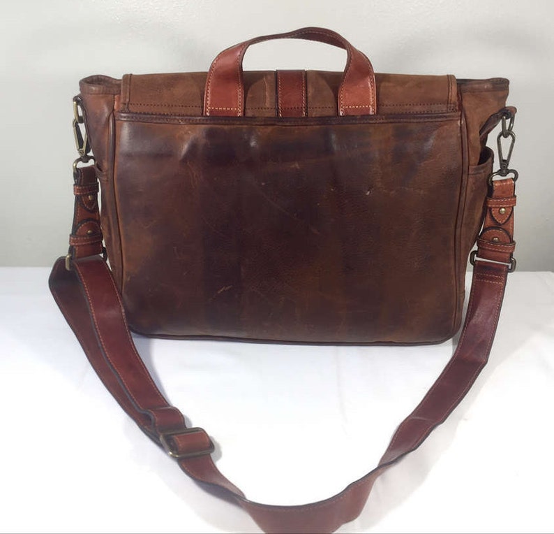Moore and Giles Brown Leather Briefcase Messenger Bag Etsy
