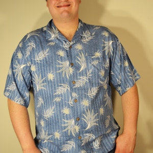 Men's XL Hawaiian Shirt Fenzia Blue Button Up Size XLarge,shirt