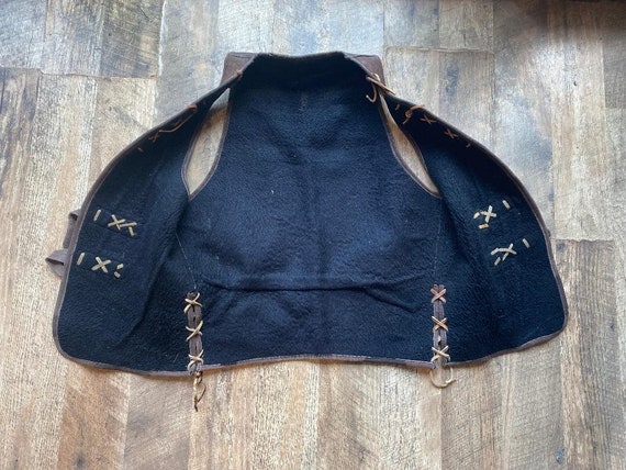 Vintage Leather Motorcycle vest, Suede leather Ve… - image 3