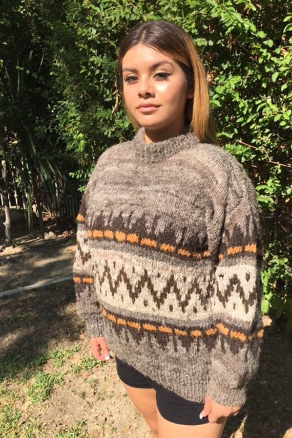 Large wool sweater,brown,tan - image 1