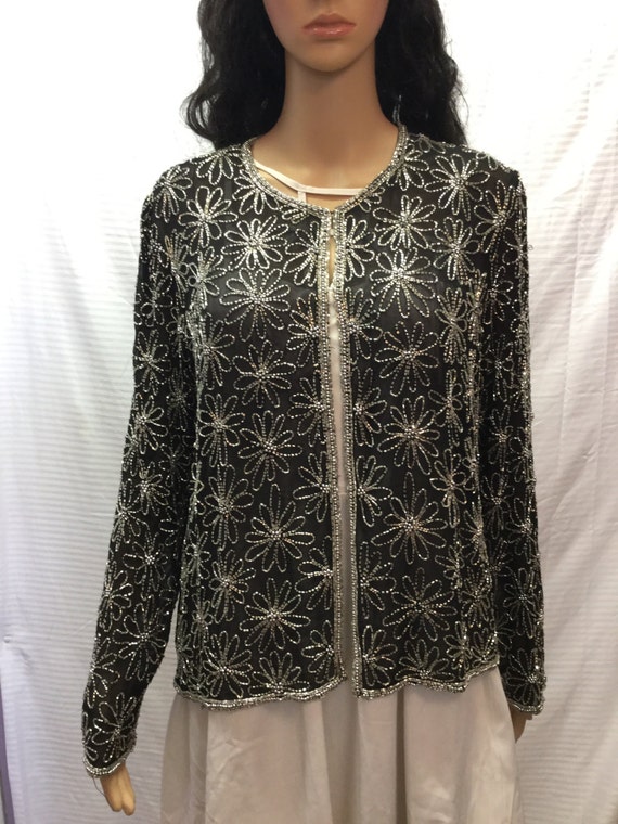 Mark and John,Beaded Jacket, Black, Silver, Beads… - image 1
