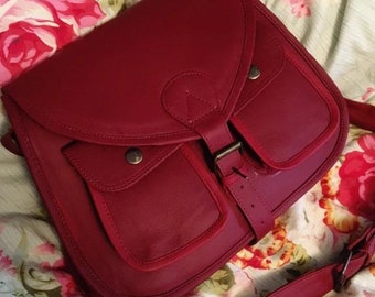 Bolso de silla de montar de cuerpo cruzado, cuero rojo, bolsos carteras, bolso, monedero Crossbody, bolso de hombro de cuero