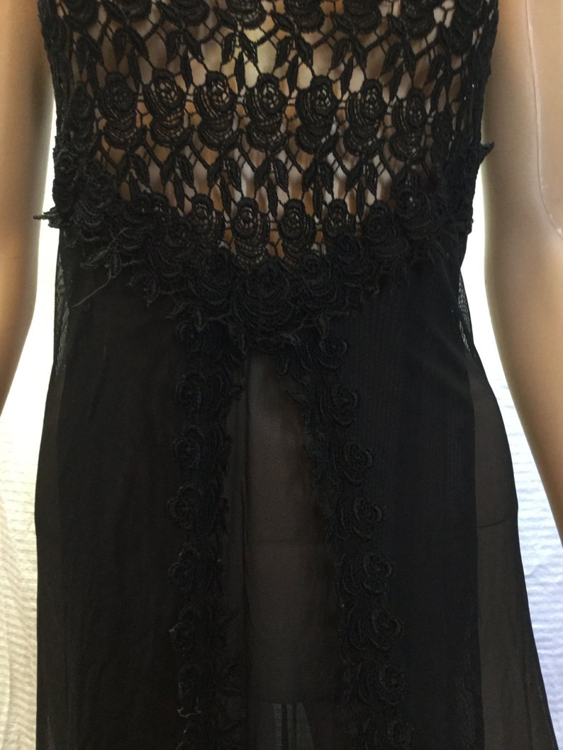 Semi Sheer Black Lace Long Black Lingerie Medium