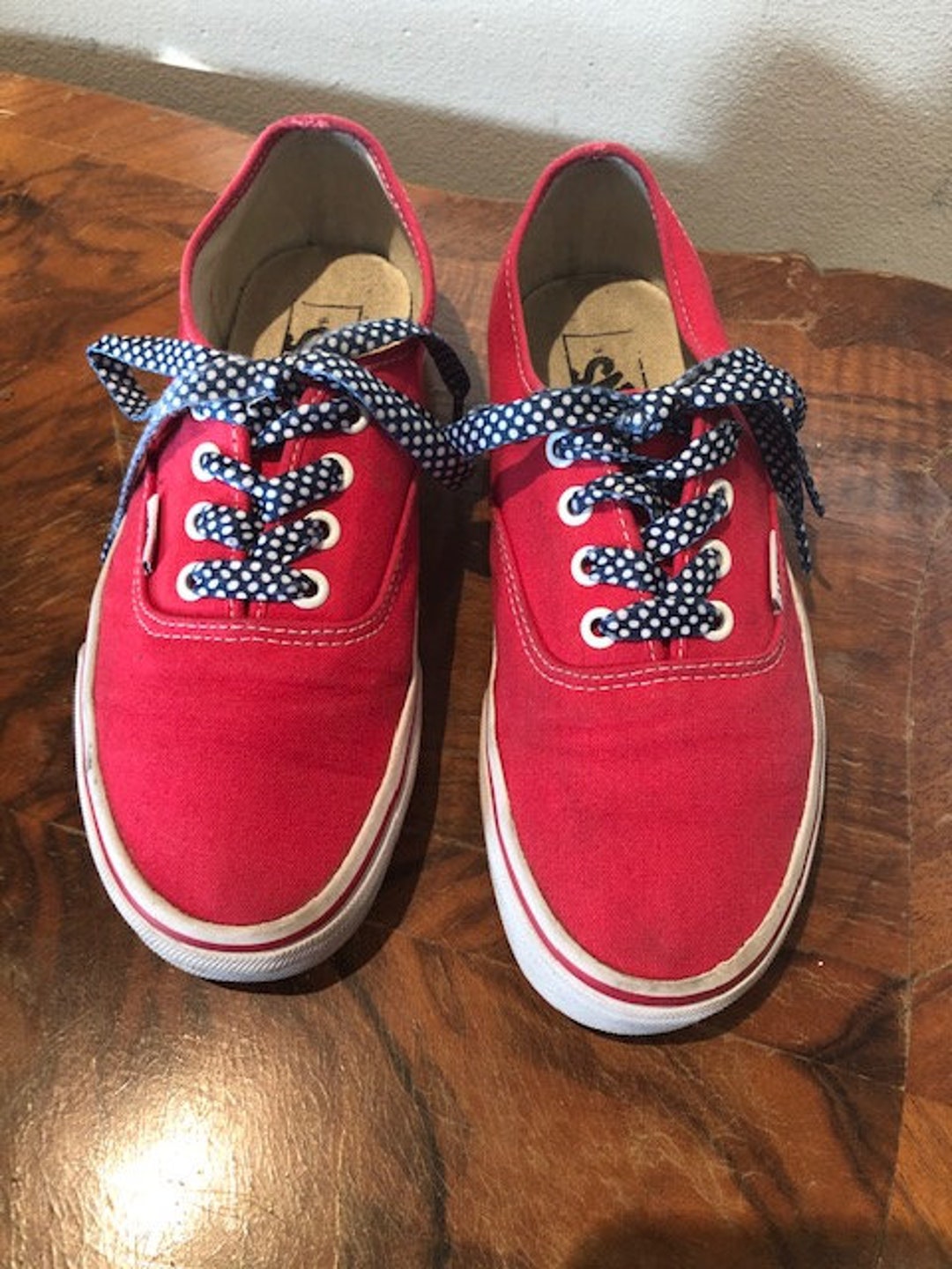 off the Red Polka Dot Laceswomens 7.5 - Etsy