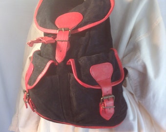 Bolsa de mochila, cuero de gamba, negro, marrón, mochila de cuero, bolsos, bolsos, paquete de espalda