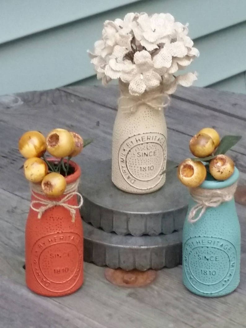Milk Bottle Decor Fall Bottle Decor Milk Bottle Vase Vase Etsy