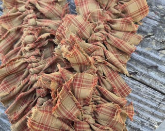 Barn Red Plaid Fabric Garland, Rustic Farmhouse Decor, 3ft