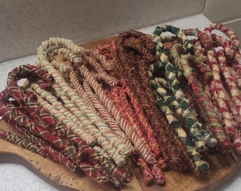 Primitive Fabric Candy Cane Ornaments: Rustic Christmas Tree Decor