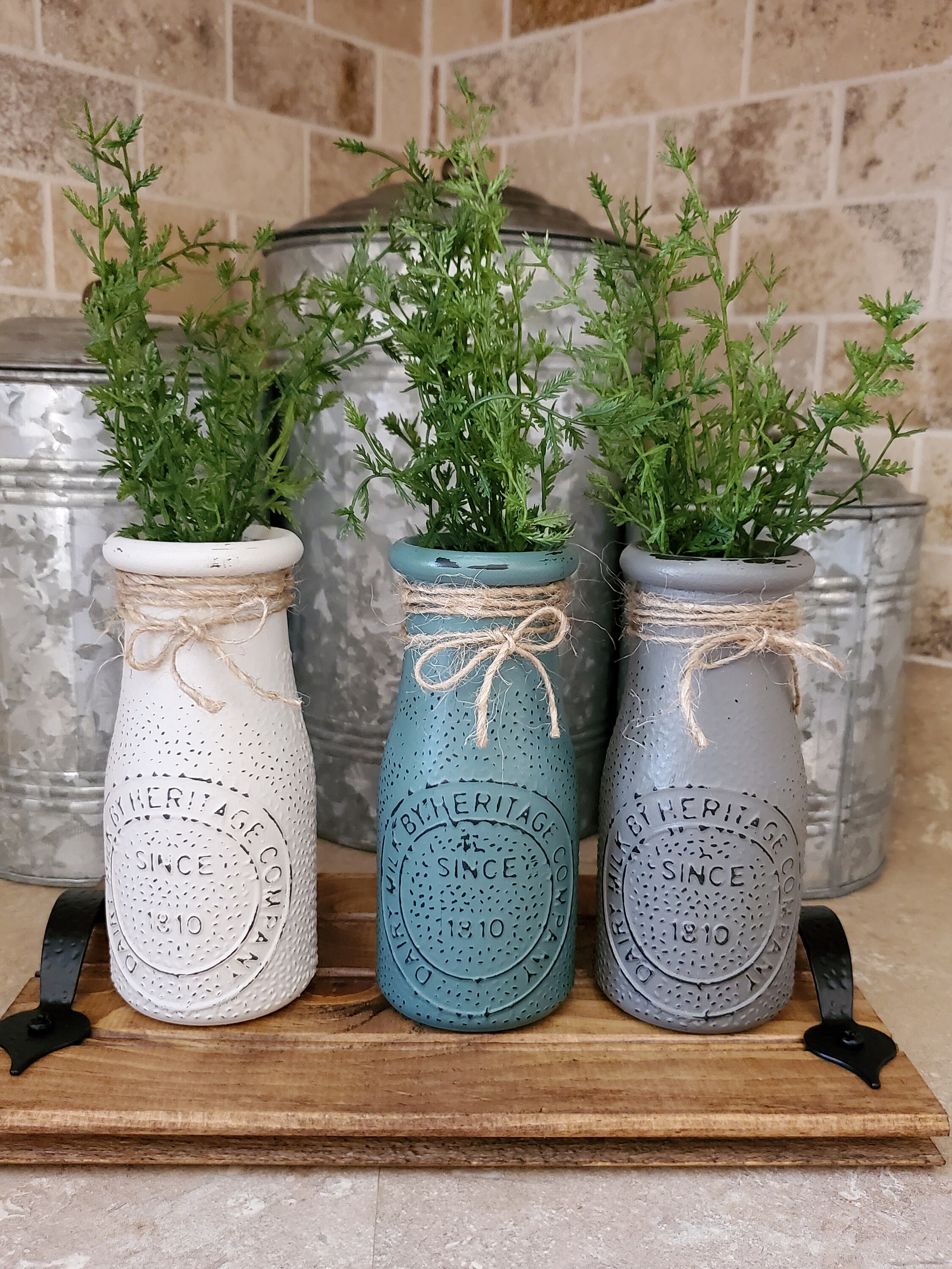 Rustic Milk Bottles Rustic Bottle Decor Farmhouse Etsy