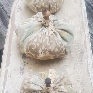 Blue and Cream Pumpkins, Fabric Pumpkin, Stuffed Pumpkin, Fall Decor, Halloween decor, Beach house Decor, Tiered Tray Pumpkins, Set of 3