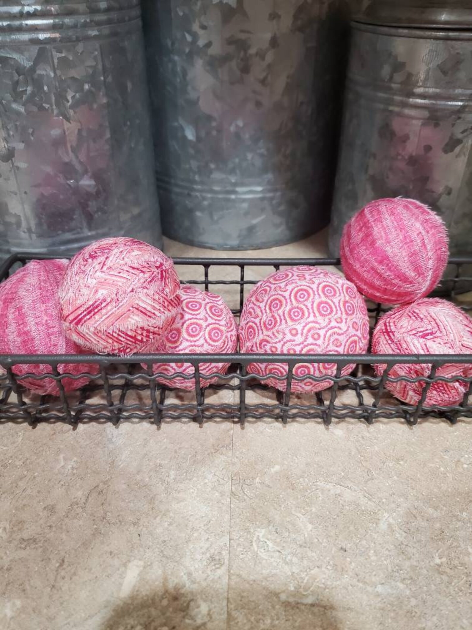 Pink Rag Balls Pink Boho Decor Centerpiece Rag Ball Etsy