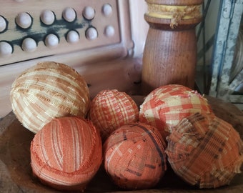 Bolas de trapo de otoño, Rellenos de tazón de cosecha, Bolas de trapo, Juego de seis, Rellenos de tazón de masa, Rellenos de tarro de masón, Decoración de otoño, Rellenos de tazón de tela naranja