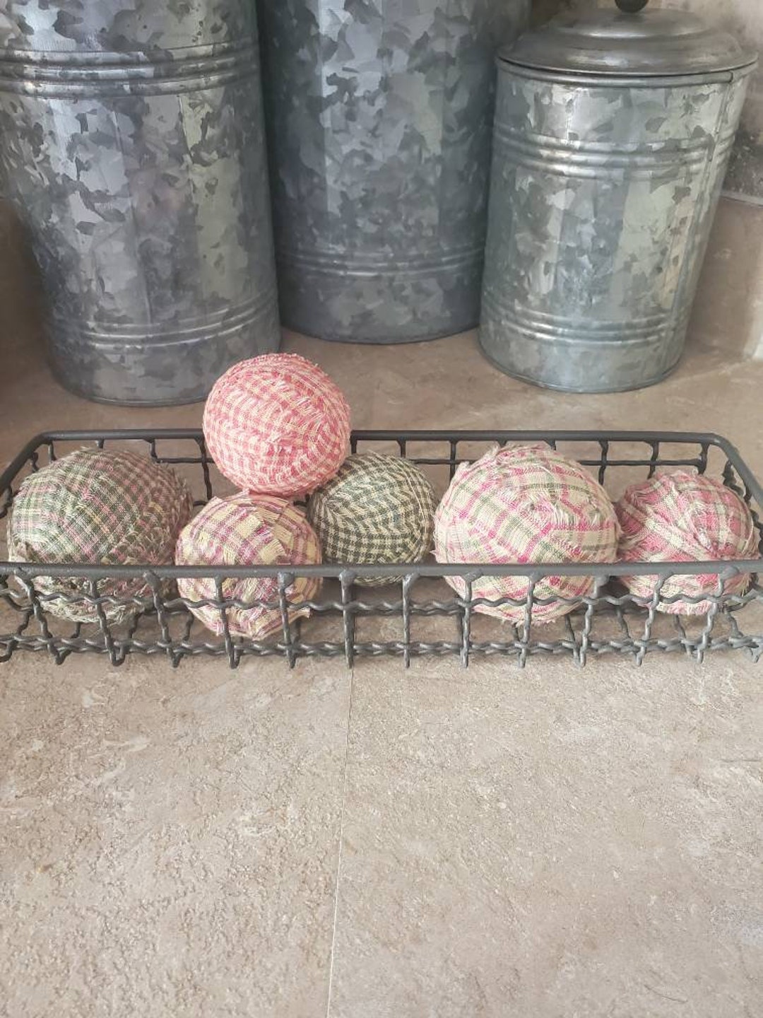 Easter Rag Balls, Spring Bowl Fillers, Rag Balls, Set of Six, Dough