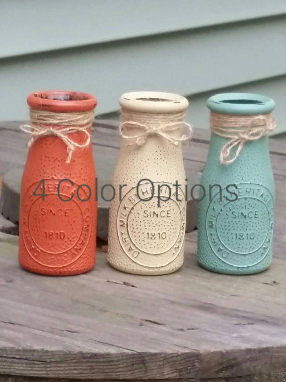 Milk Bottle Decor Fall Bottle Decor Milk Bottle Vase Vase Etsy