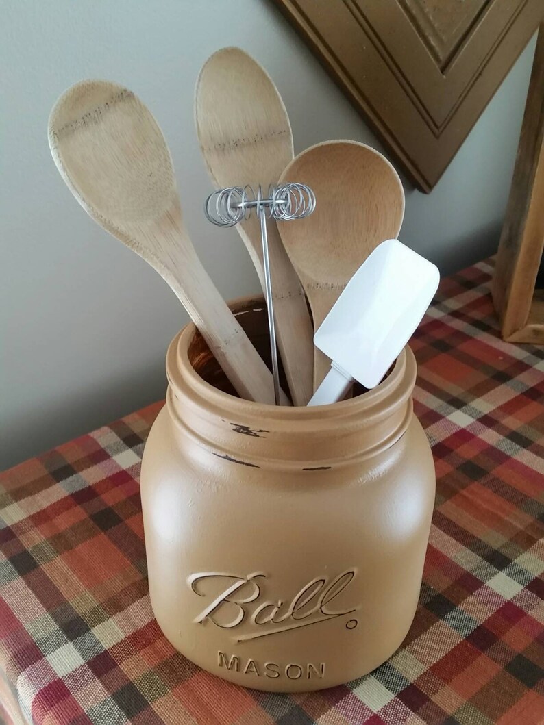 Mason Jar Utensil Holder Storage Jar Utensil Holder Mason Etsy