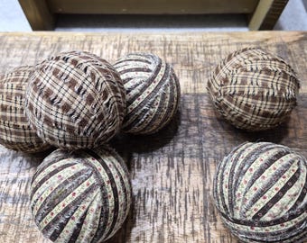 Primitive Farmhouse Rag Balls, Bowl Filler Ornies, Set of 6 or 12