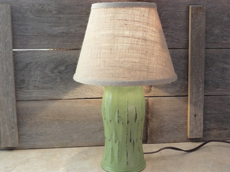 Up Cycled Vase Lamp Green Table Lamp Unique Recycled Lamp Etsy