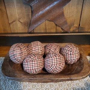 Rag Balls, Set of Six, Rustic Bowl Fillers, Primitive Rag Ball, Dough bowl Rag Ball Fillers, Primitive Home Decor